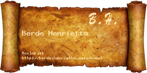 Berde Henrietta névjegykártya